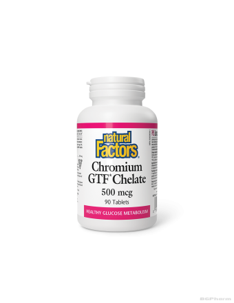 Хром GTF хелатиран 500мкг  х 90 таблетки Natural Factors | Chromium
