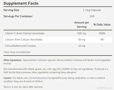 Витамин Ц (Калциев аскорбат) 500мг х 250 капсули Now Foods | Vitamin C Ascorbate