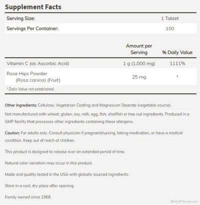 Витамин Ц 1000 мг с постепенно освобождаване х 100 таблетки Now Foods | Vitamin C SR