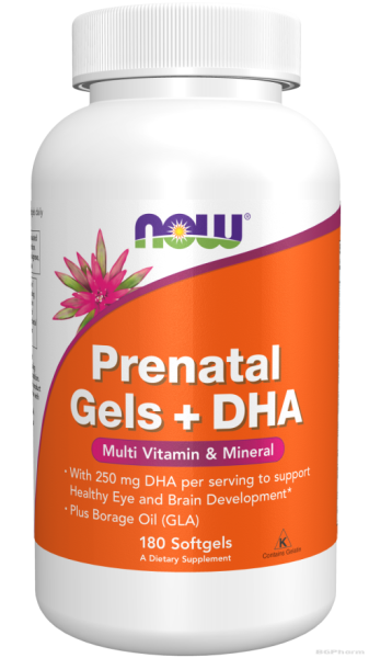 ПРЕ-НАТАЛ Витамини За Бременни + DHA х 180 меки капсули Now Foods | Pre-Natal