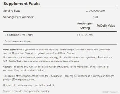 Л-Глутамин 1000 мг х 120 капсули Now Foods | L-Glutamine