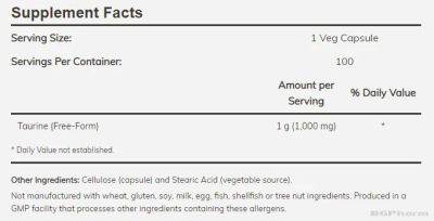 Таурин 1000 мг х 100 капсули Now Foods | Taurine