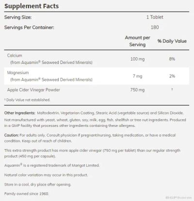 Ябълков оцет за отслабване 750 мг х 180 таблетки Now Foods | Apple Cider Vinegar