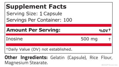 100% Чист инозин 500 мг х 100 капсули Pure Nutrition | Inosine Caps