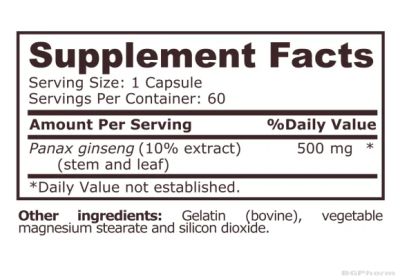 Женшен азиатски 500 мг х 60 капсули Pure Nutrition |  Panax Ginseng