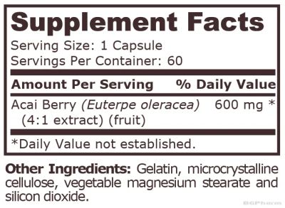 Акай бери 600 мг х 60 капсули Pure Nutrition | Acai berry