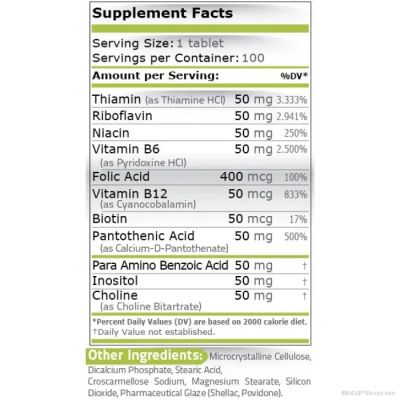 Витамин Б50 Комплекс х 100 таблетки Pure Nutrition | Vitamin B-50 Complex