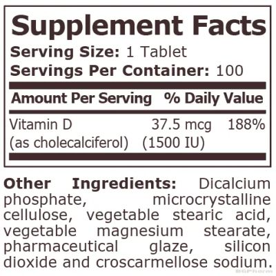 Витамин Д3 1500 IU х 100 таблетки Pure Nutrition | Vitamin D3