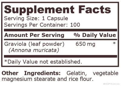 Гравиола 650 мг х 100 капсули Pure Nutrition | Graviola