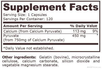 Калциев пируват 750 мг х 120 капсули Pure Nutrition | Calcium Pyruvate