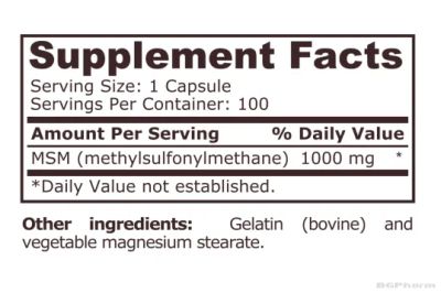 МСМ Метилсулфонилметан ( органична сяра ) 1000 мг х 100 капсули Pure Nutrition | MSM