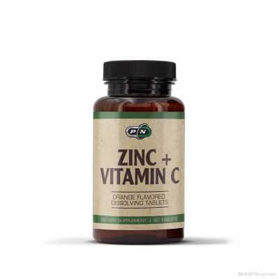 Цинк + Витамин Ц х 100 таблетки с вкус на портокал Pure Nutrition | Zinc + Vitamin C