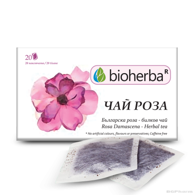 Роза Дамасцена чай х 20 пакетчета БИОХЕРБА | BIOHERBA Rosa Damascena