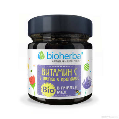 Пчелен мед БИО + Витамин Ц, Шипка и Прополис х 280 гр БИОХЕРБА | ORGANIC BEE HONEY BIOHERBA