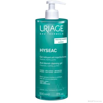 Юриаж ХИСЕАК Измивен гел при мазна и проблемна кожа х 500 мл | URIAGE Hyseac Gel