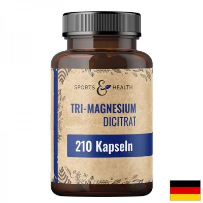 Три-магнезиев дицитрат 120 мг x 210 капсули Sports & Health Solutions | Tri-Magnesium dicitrate