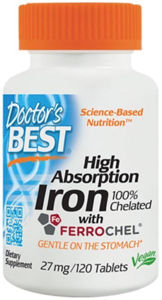 Желязо хелатирано 27 мг х 120 таблетки ДОКТОР'С БЕСТ | Doctor's Best Iron Chelate