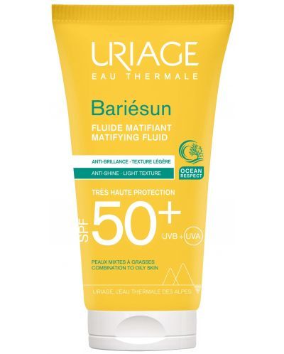 БАРИЕСЪН Ултра Матиращ слънцезащитен аква флуид за лице SPF50+ 50 мл ЮРИАЖ | URIAGE Bariesun