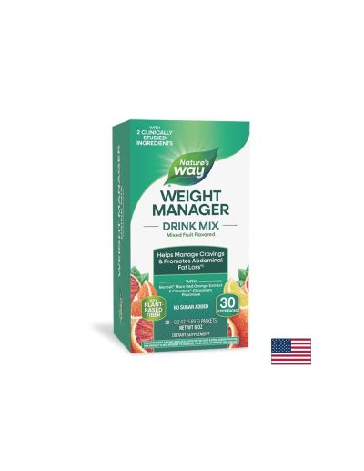 Weight Manager Формула за контрол на апетита, теглото и коремните мазнини х 30 сашета с плодов вкус Nature's Way