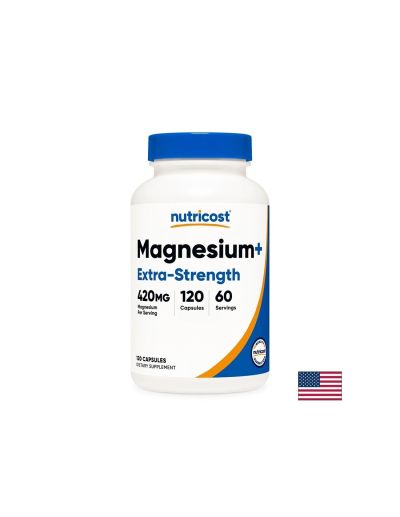 Магнезий + ( оксид + бисглицинат ) 210 мг х 120 капсули Nutricost | Magnesium Plus