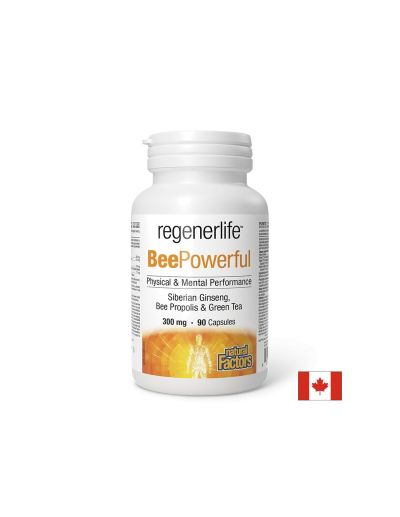 Regenerlife ™ BeePowerful Пчелен прашец, прополис, сибирски женшен, зелен чай х 90 капсули Natural Factors