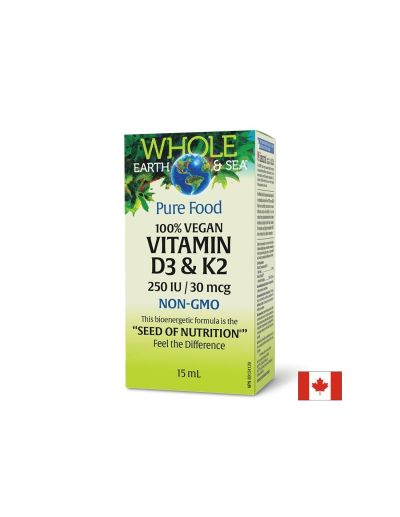 Whole earth and sea® Витамин Д3 250 IU + К2 30 мкг  на капки 15 мл Natural Factors