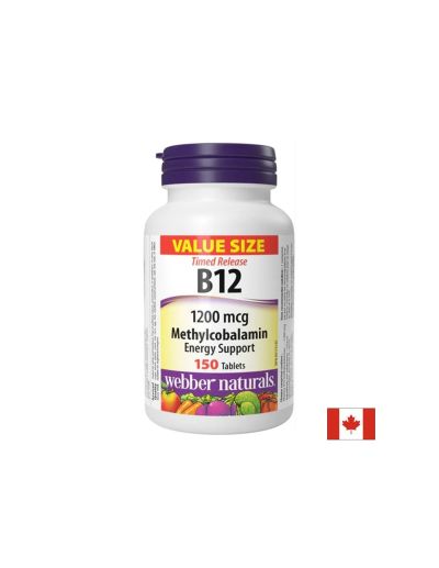 Витамин Б12 ( Метилкобаламин ) х 150 таблетки с удължено освобождаване Webber Naturals | B12