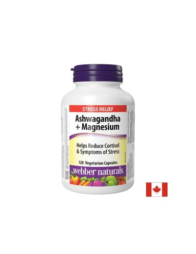 Ашваганда екстракт + магнезий х 120 капсули Webber Naturals | Ashwagandha + Magnesium