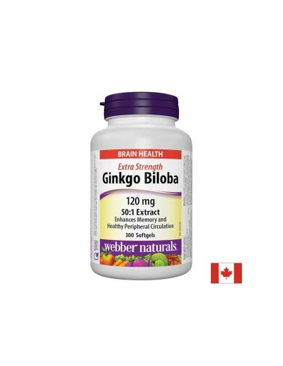 Гинко билоба екстракт 120 мг х 300 капсули Webber Naturals | Ginkgo biloba