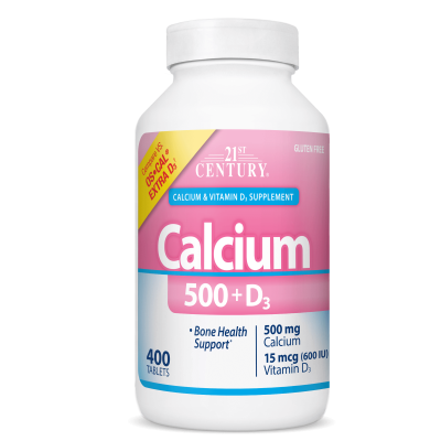 21st Century Калций 500 мг + Витамин Д3 600IU х 400 таблетки | Calcium + Extra D3