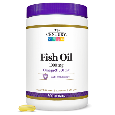 21st Century Омега 3 Рибено Масло 1000 мг х 300 капсули | Fish Oil
