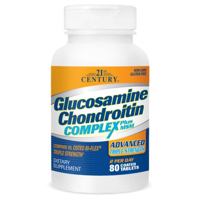 21st Century Глюкозамин, Хондроитин + МСМ х 80 таблетки |  Glucosamine Chondroitin MSM