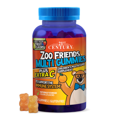 21st Century Zoo Friends Мултивитамини за Деца + Витамин Ц х 60 желирани таблетки
