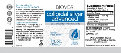 Колоидно сребро на капки х 30 мл Biovea | Colloidal Silver Advanced Drops