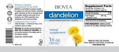 Глухарче корен на капки х 30 мл Biovea | Dandelion Liquid Drops