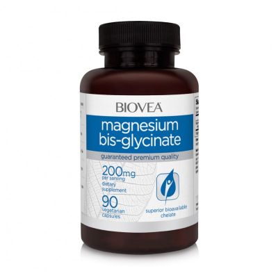 Магнезий бисглицинат хелат 200 мг х 90 капсули Biovea | Magnesium Bisglycinate