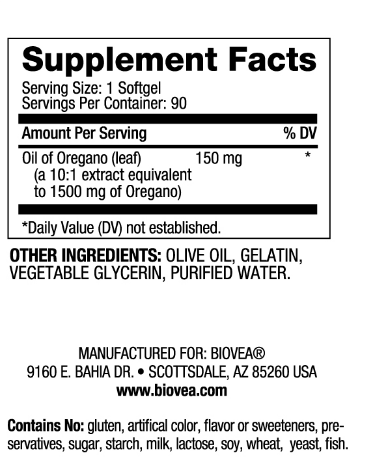 Риган масло 150 мг х 90 капсули Biovea | Oil Of Oregano