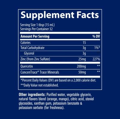 Течен Цинк + Кверцетин х 473 мл Trace Minerals | Liquid Zinc + Quercetin