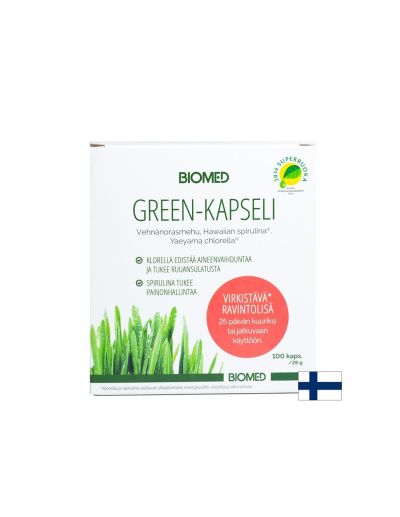 Пшенична трева, Хлорела и Спирулина х 100 капсули BIOMED | Green-kapseli Wheat grass, Chlorella & Spirulina