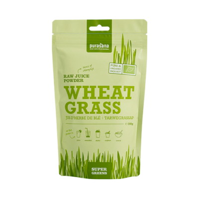 Пшенични стръкове БИО Суров сок на прах 200 гр PURASANA | Wheat Grass Raw Powder