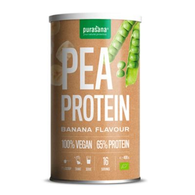 Грахов протеин ВЕГАН БИО х 400 гр с вкус на банан PURASANA |Pea Protein Organic