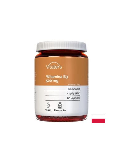 Витамин Б3 Ниацинамид 500 мг х 60 капсули Vitaler's | Niacinamide