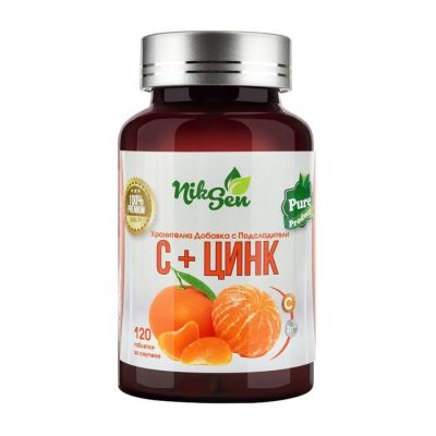 Витамин Ц + Цинк х 60 таблетки за смучене / дъвчене НИКСЕН | Vitamin C & Zinc
