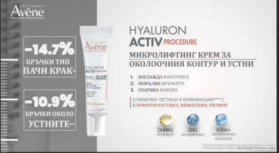 Авен HYALURON ACTIV PROCEDURE Микролифтинг околоочен крем с ретинал 15 мл | Avene