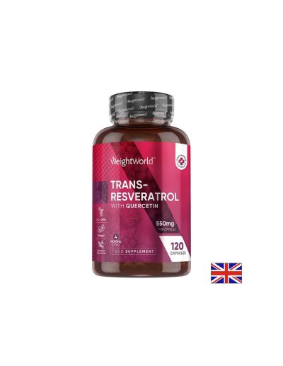Транс-ресвератрол 500 мг + Кверцетин 50 мг х 120 капсули Weight World | Trans-resveratrol