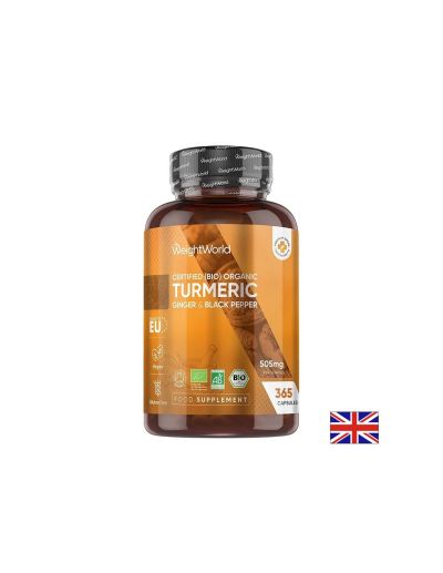 Куркума 480 мг + Джинджифил 20 мг + Черен пипер екстракт х 365 капсули Weight World