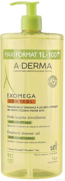 А-Дерма Екзомега емолиентно душ-олио х 1 литър| Exomega A-Derma