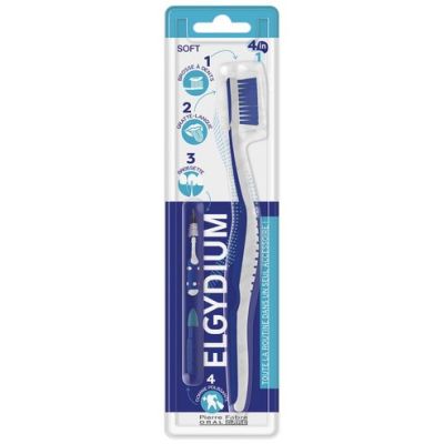 ЕЛГИДИУМ Четка за зъби 4в1 за възрастни и 12+ деца СОФТ/МЕКА | Elgydium Toothbrush