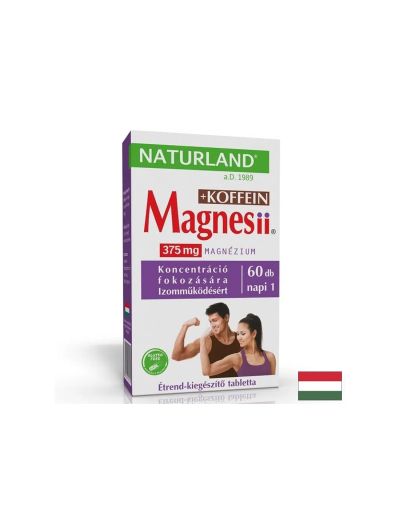 Магнезий 187.5 мг + Кофеин 50 мг х 60 таблетки NATURLAND