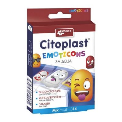 ЦИТОПЛАСТ ЕМОТИКОНИ Лепенки за деца 2 размера, 14 броя МЕДИКА | MEDICA Citoplast
